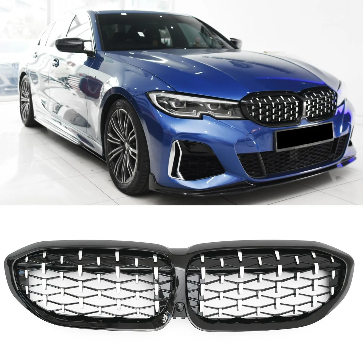 Решётка Diamond Style хром чёрная для BMW 3 Series G20 G21 | 2019-2022