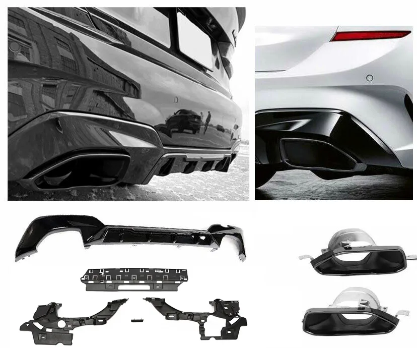 Diffuser + Exhaust Tips Black for BMW 3 Series M340i G20 | 2019-2022