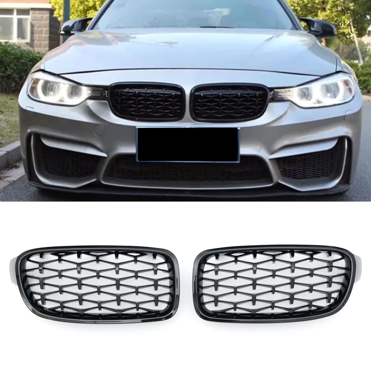 Võre Diamond Style läikiv must BMW 3 Series F30 F31 jaoks | 2011-2019