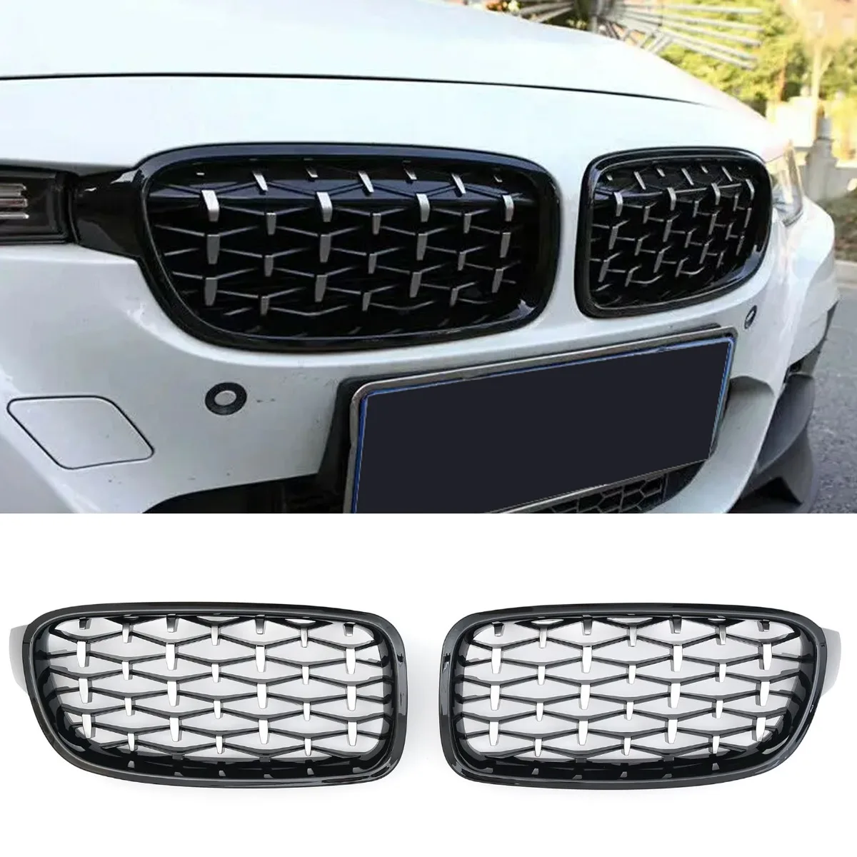Võre Diamond Style läikiv must BMW 3 Series F30 F31 jaoks | 2011-2019