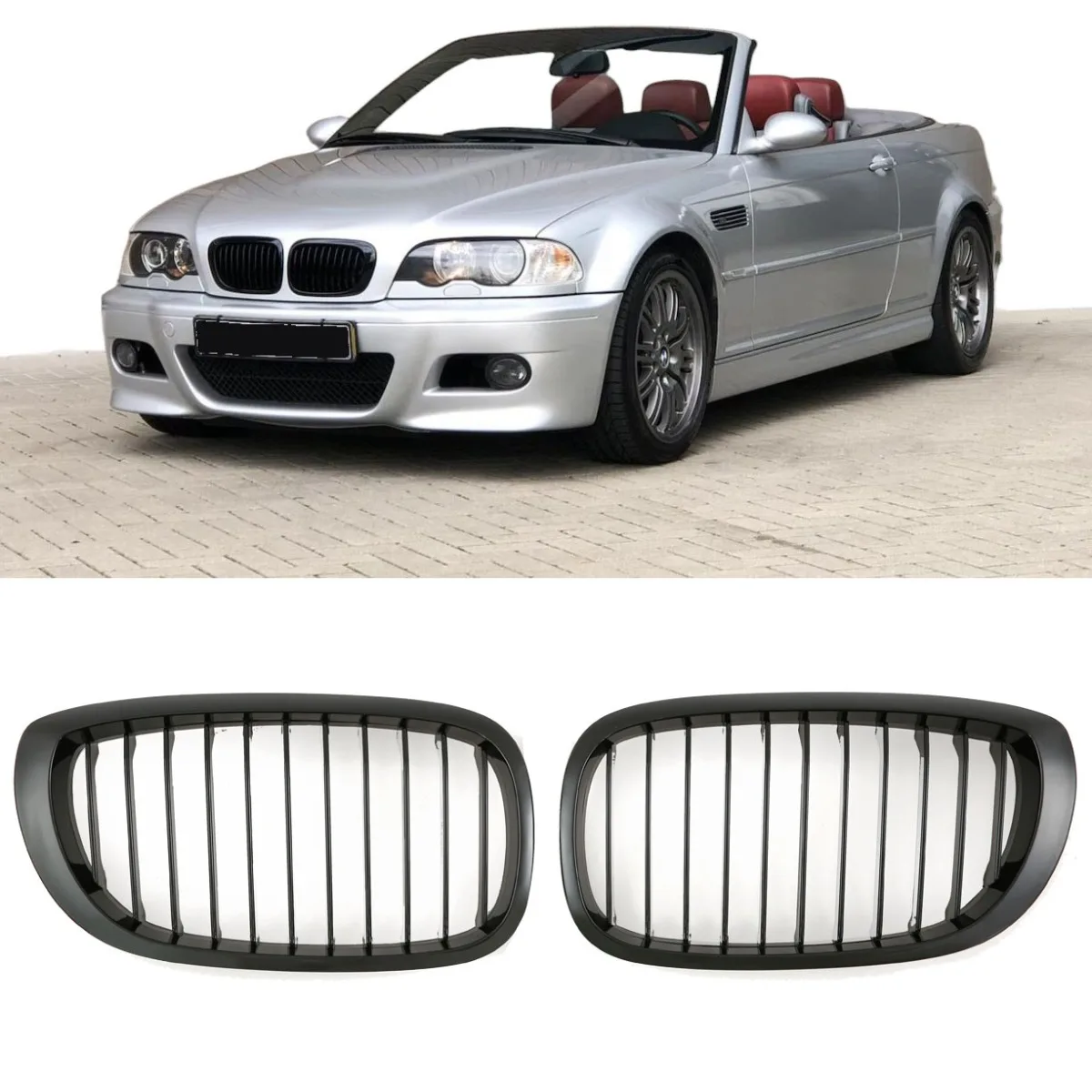 Võre läikiv must BMW E46 Coupé ja Cabriolet LCI jaoks | 2003-2007