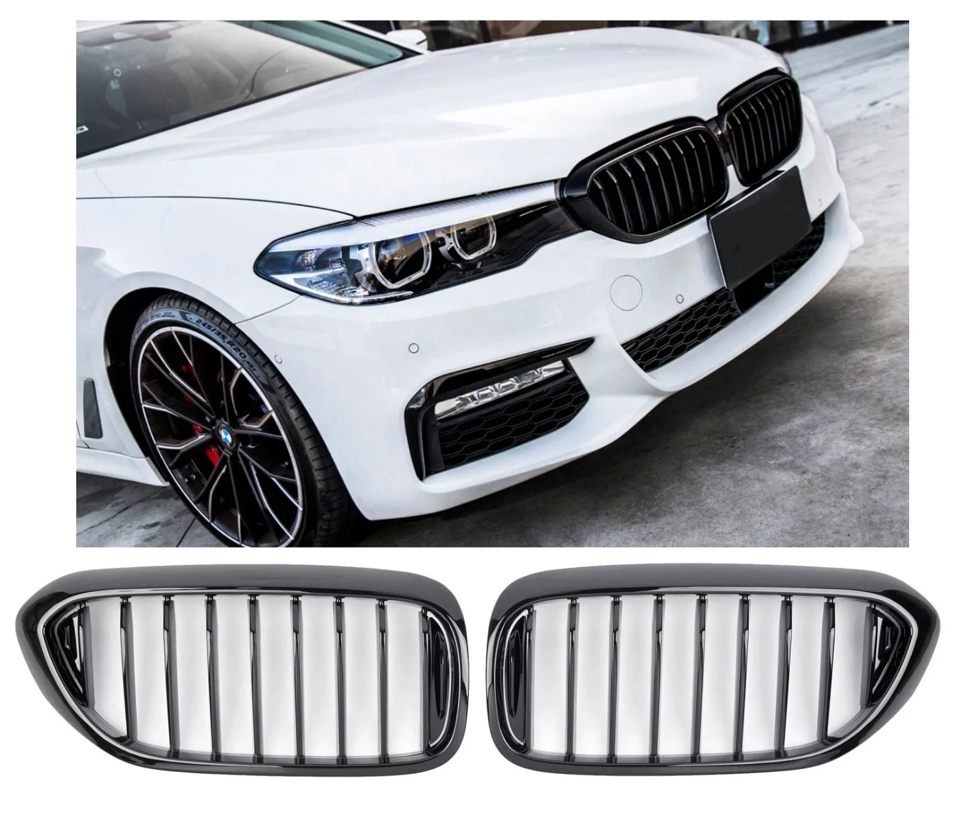 Глянцевая чёрная решётка для BMW 5 серии G30 G31 | 2017-2020