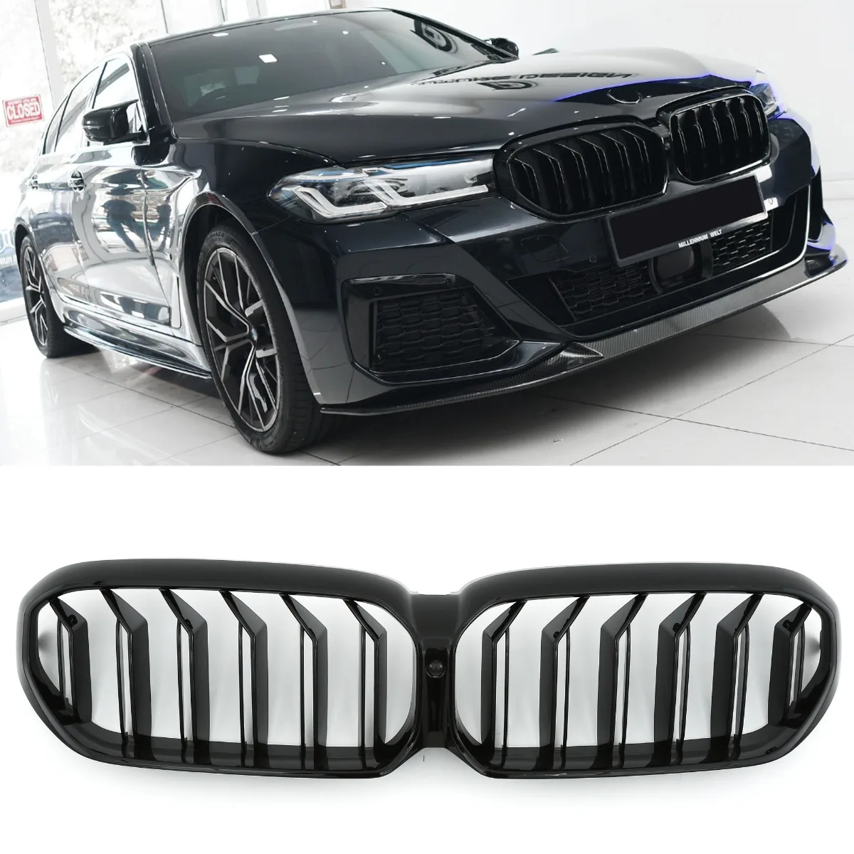 Решётка радиатора глянцевая чёрная для BMW 5 серии G30 G31 LCI | 2020-2023 | 2020-2023