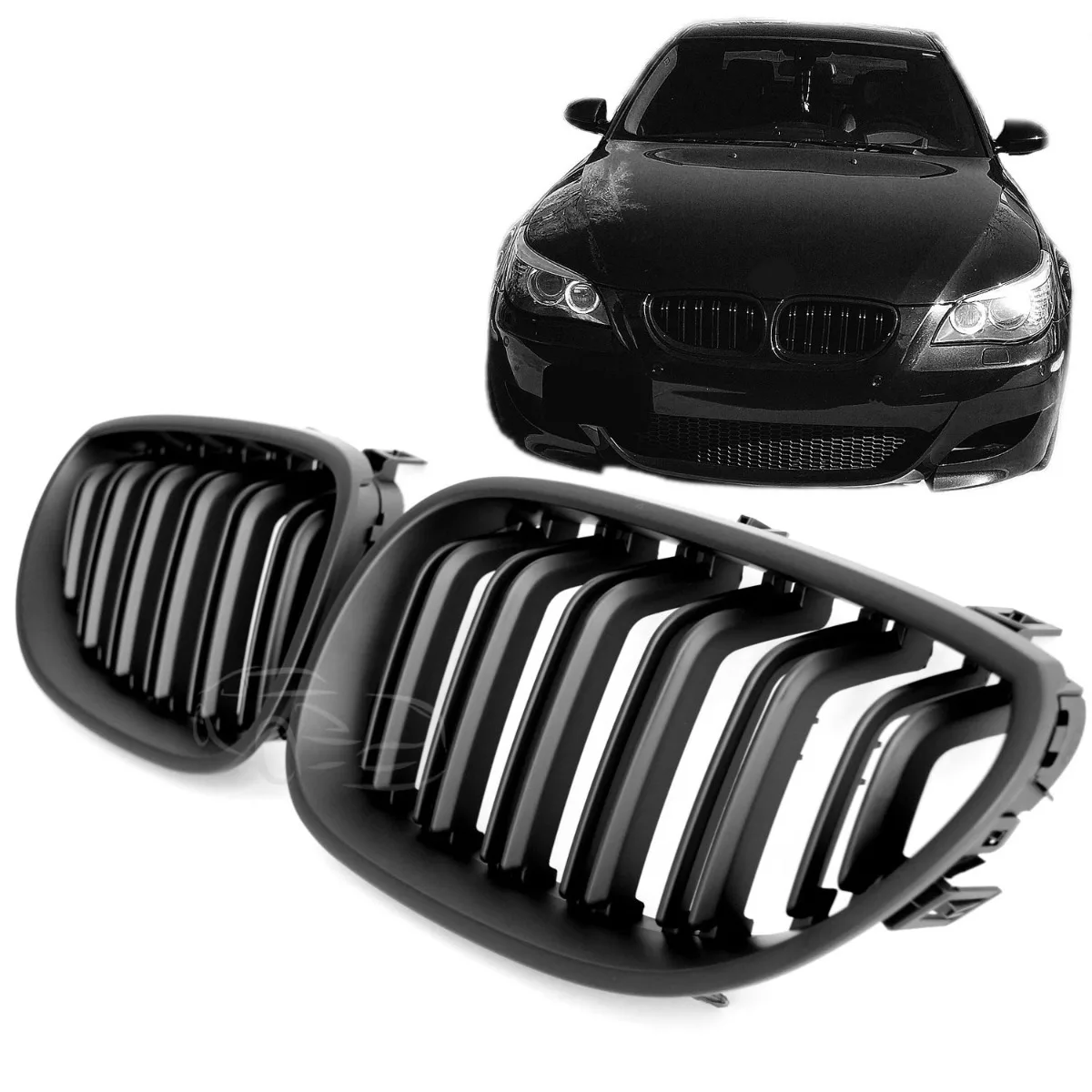 Решётка радиатора матовая чёрная Den для BMW 5 Series E60 E61 | 2003-2010