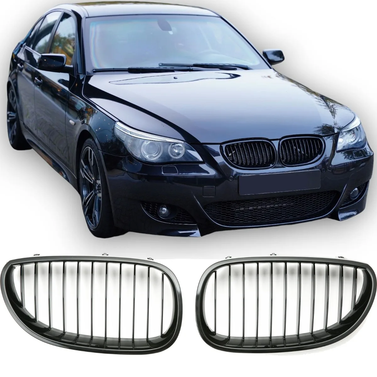Решётка глянцевая чёрная для BMW 5 Series E60 E61 | 2003-2010