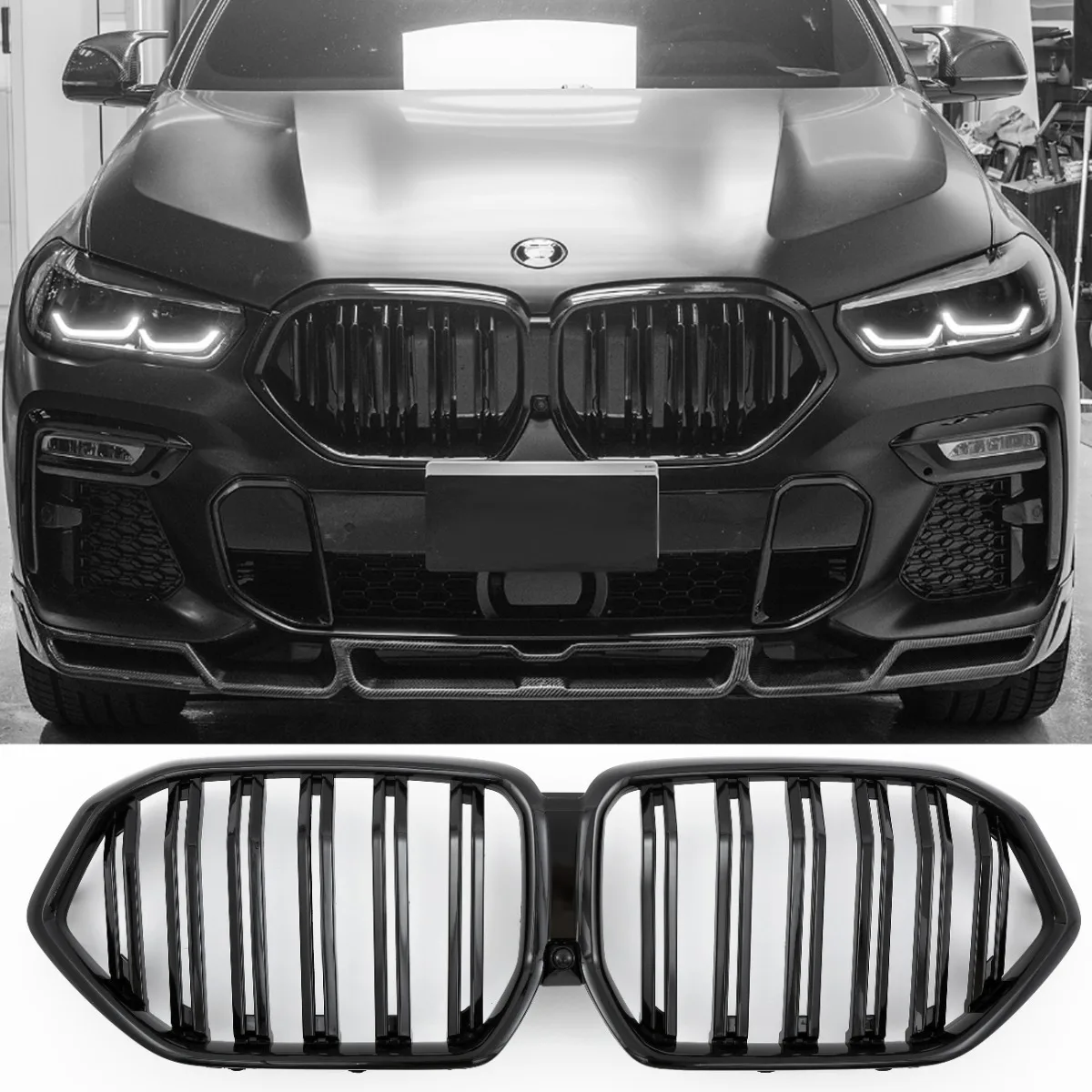 Решётка радиатора глянцевая чёрная для BMW X6 G06 | 2018-2026