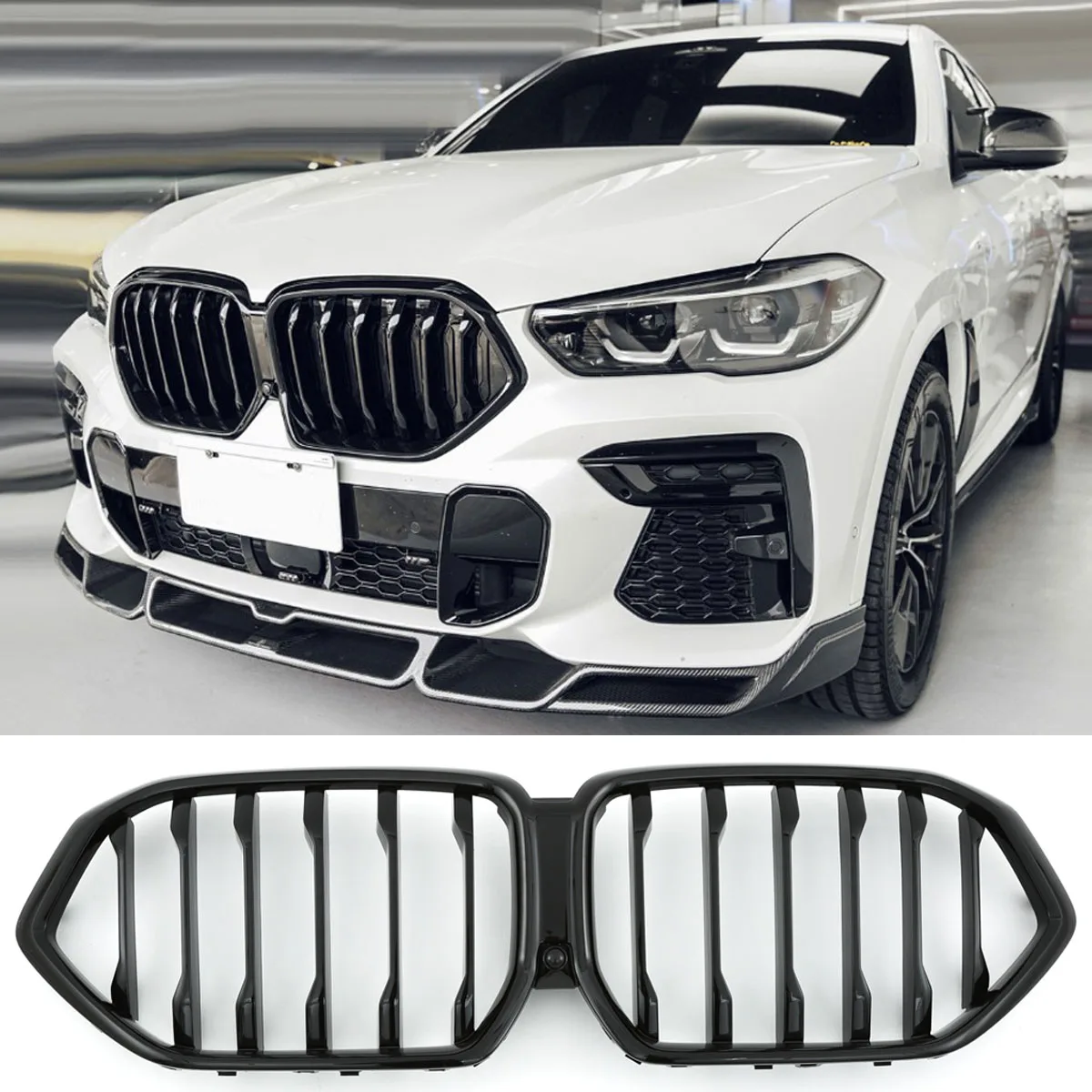 Решётка радиатора глянцевая чёрная для BMW X6 G06 | 2018-2026
