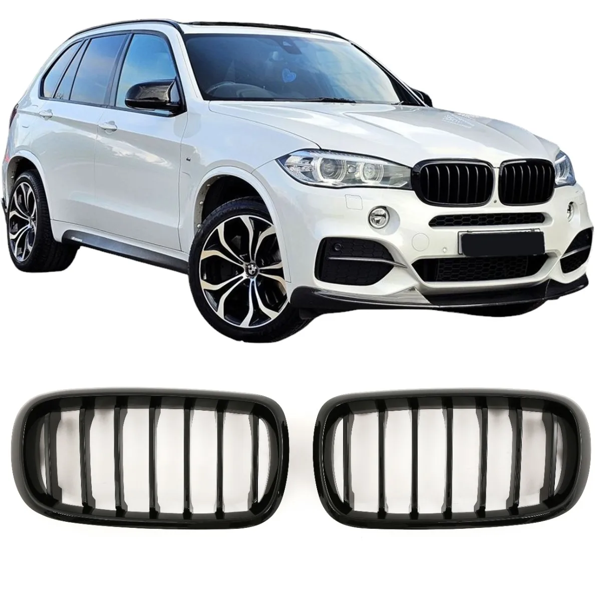 Решётка радиатора глянцевая чёрная для BMW X5 X6 F15 F16 | 2013-2018