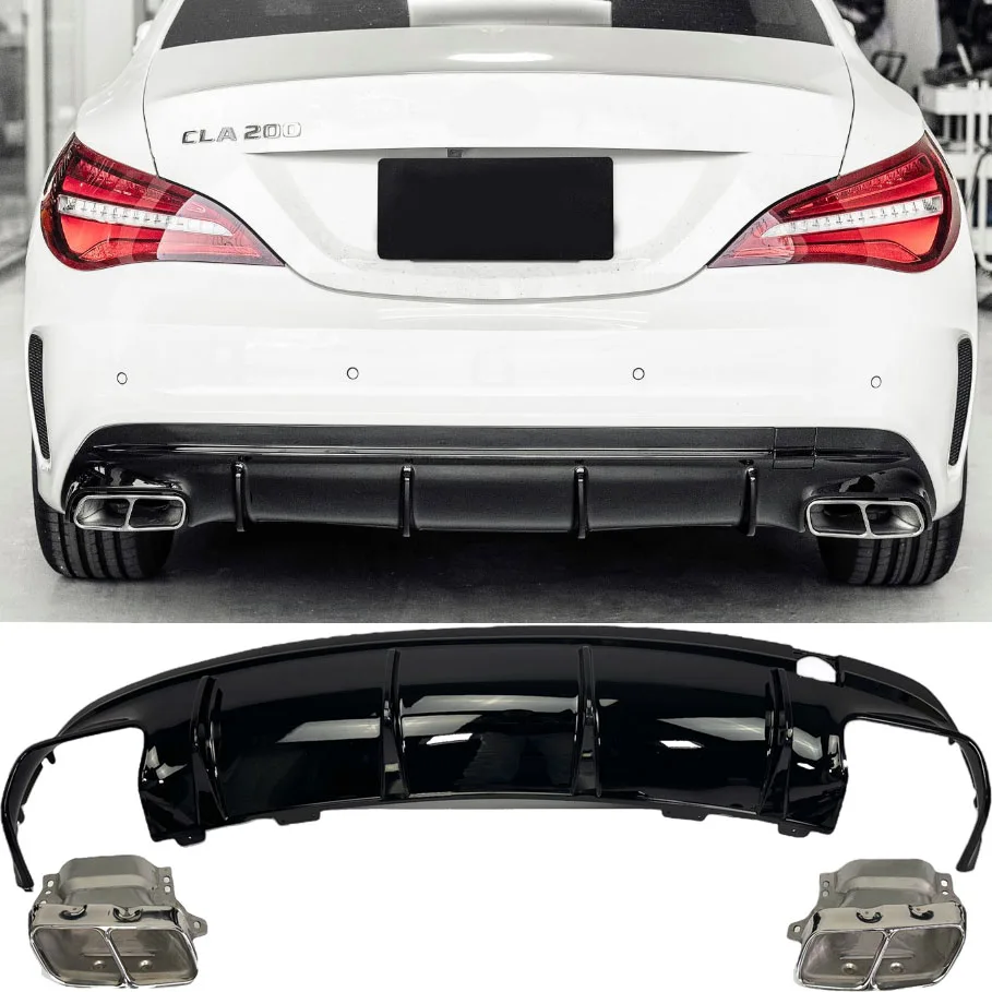 Диффузор + насадки на выхлопную трубу (хром) для Mercedes CLA-класса C117 X117 | 2013-2019