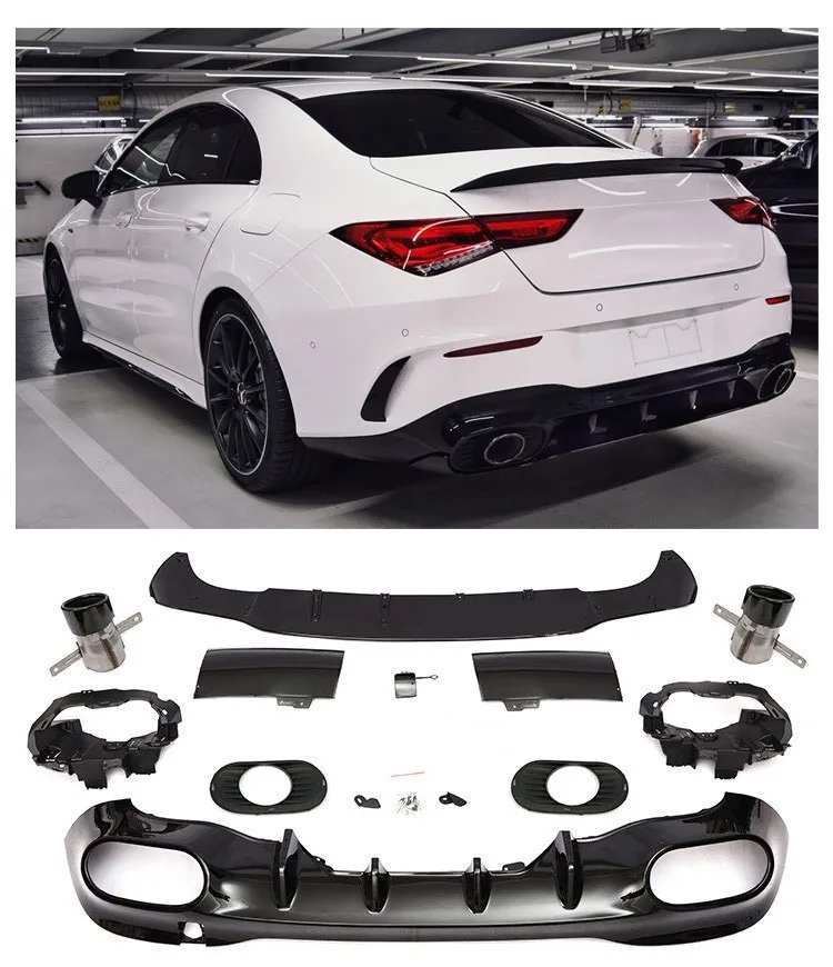 Difuusor + väljalasketorud Black Mercedes W118 C118 Cla-class jaoks | 2019-2023