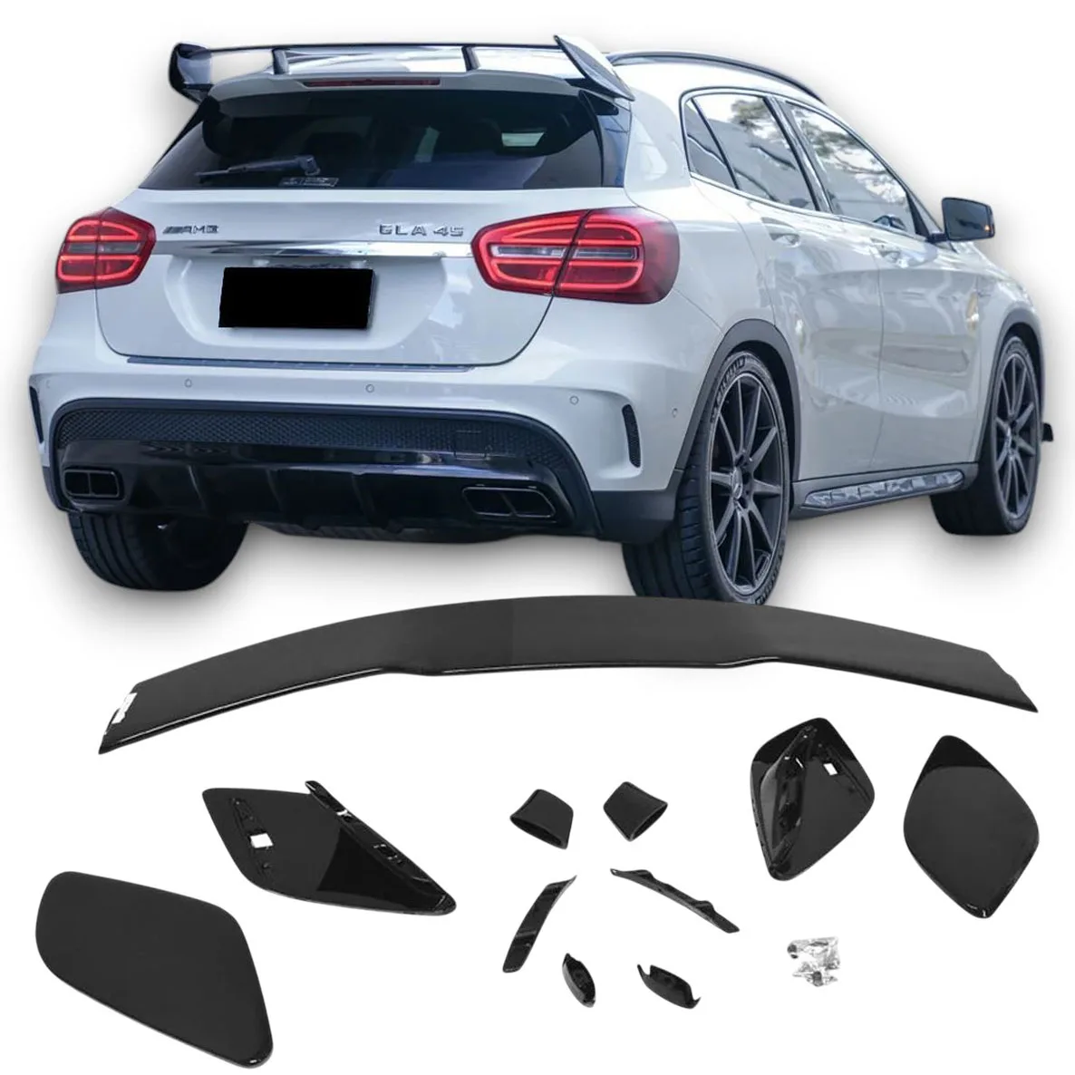 Roof Spoiler Rear Wing Black for Mercedes X156 Gla-class | 2013-2020
