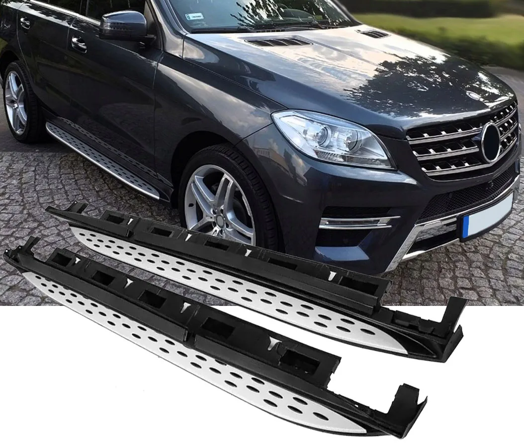 Aluminium Running Boards with Anti-Slip Studs for Mercedes W166 ML 2011-2015 & GLE 2015-2019