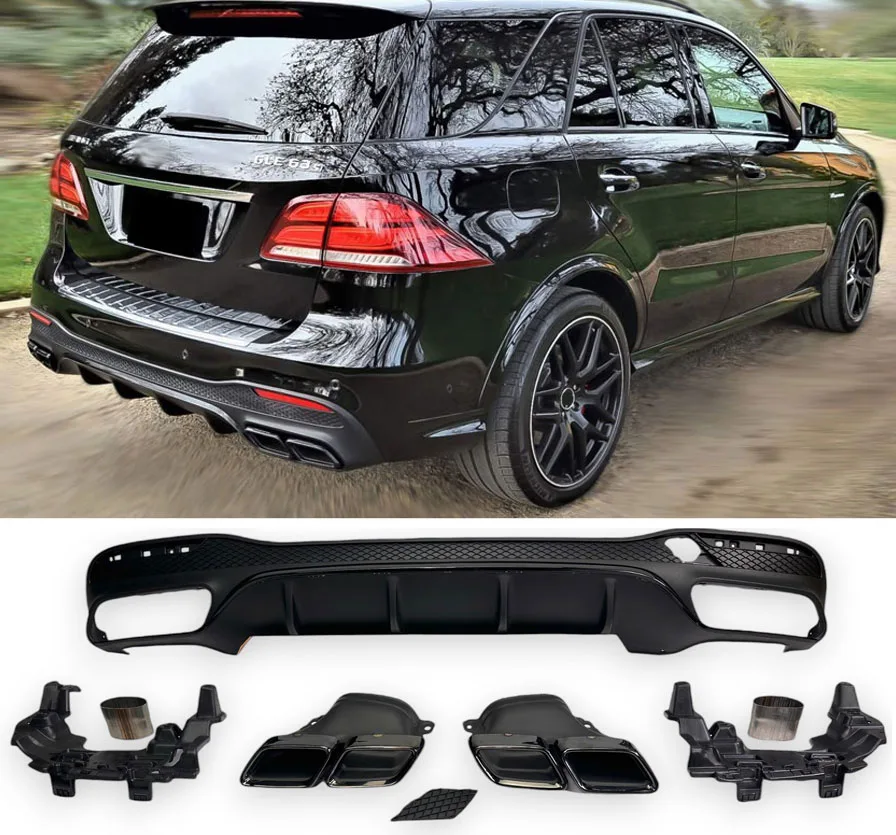Diffuser + Exhaust Tips (Black) for Mercedes W166 Gle-class | 2015-2019
