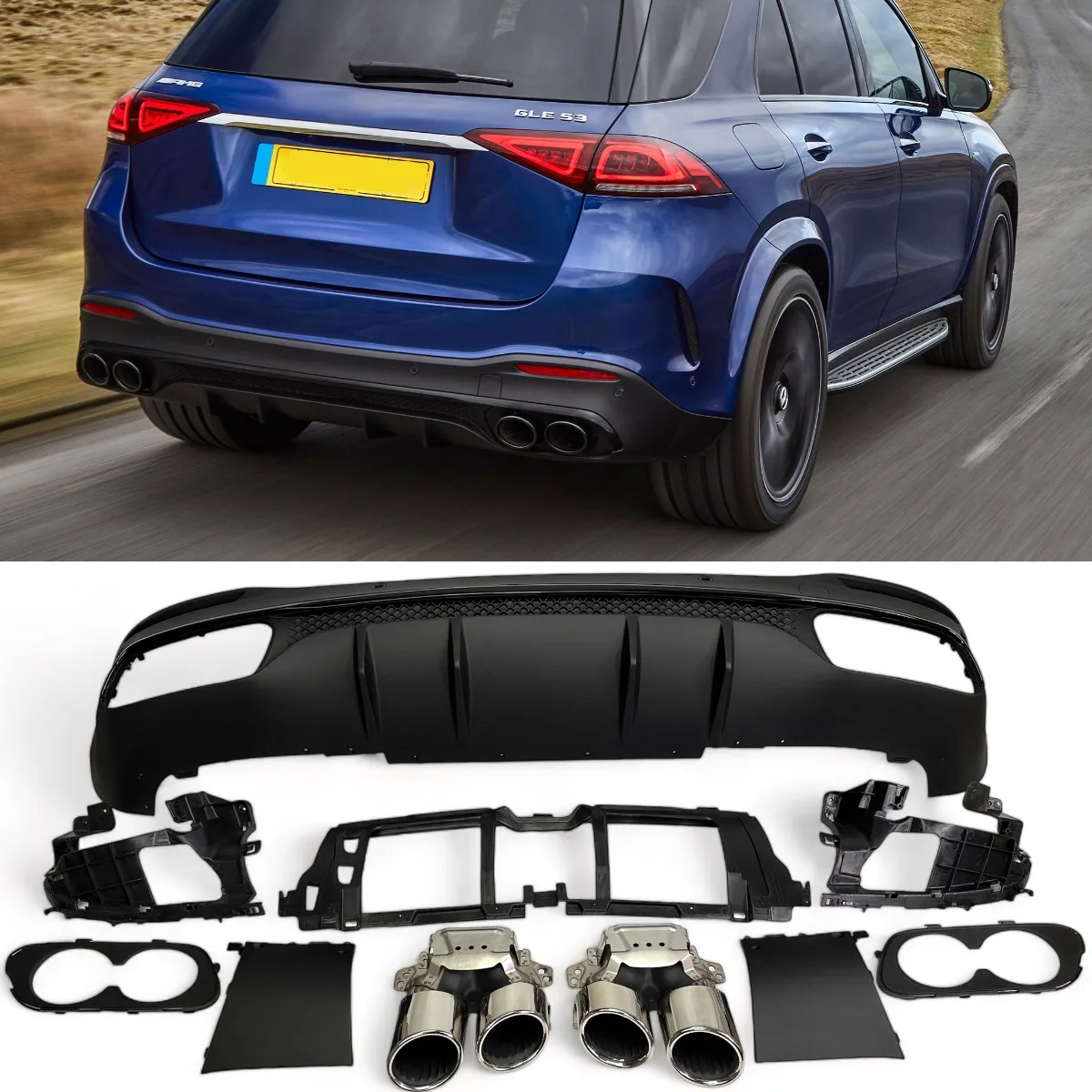 Difuusor + summutiotsikud (kroom) mudelile Mercedes W167 GLE SUV | 2019-2023