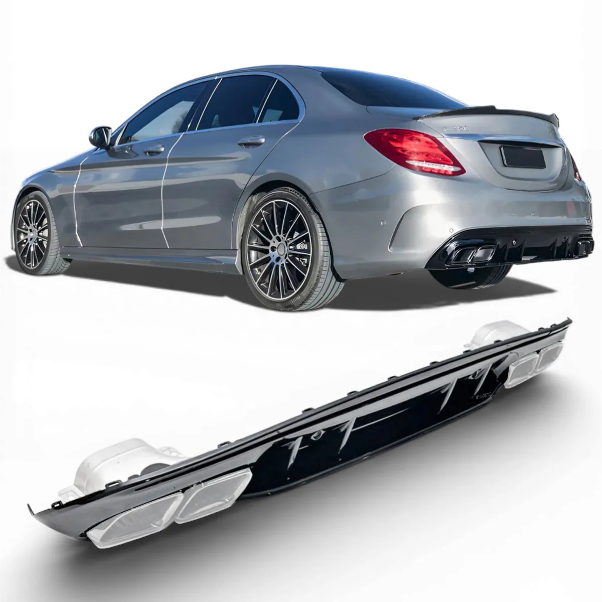 Difuusor + väljalaskeotsikud (must) Mercedes W205 S205 | 2014-2021