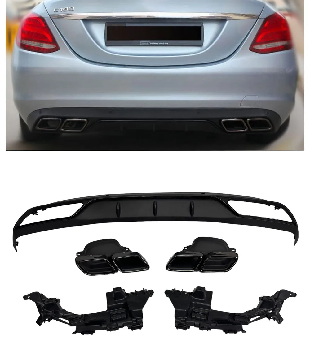 Difuusor + väljalasketorud Black Mercedes W205 Standard Version jaoks | 2014-2021