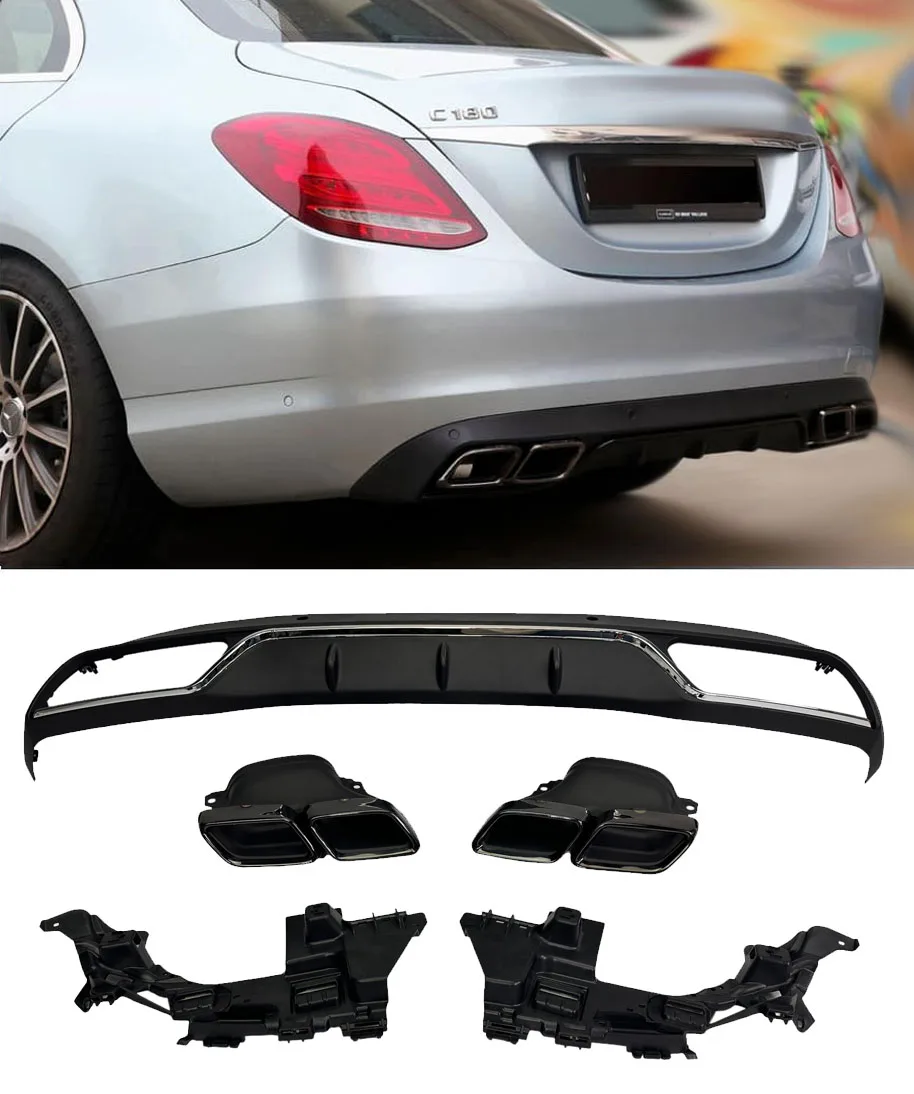 Difuusor + väljalasketorud, must mudelile Mercedes W205 Standard Version | 2014-2021