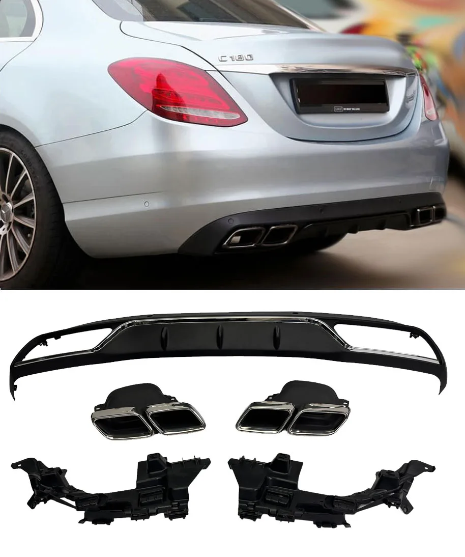Difuusor + väljalasketorud kroom Mercedes W205 Standard Version jaoks | 2014-2021