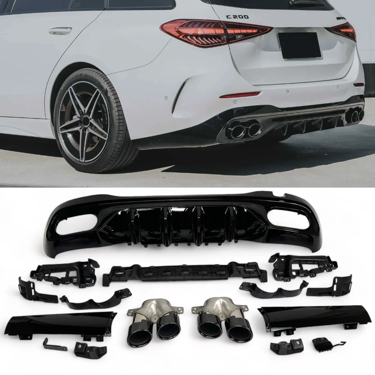 Difuusor + väljalasketorud (must) mudelile Mercedes W206 S206 | 2021-2026