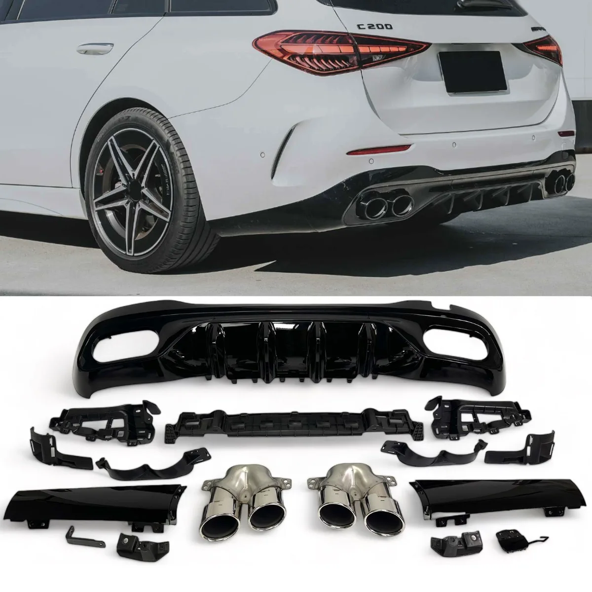 Difuusor + väljalasketorud (kroom) mudelile Mercedes W206 S206 | 2021-2026