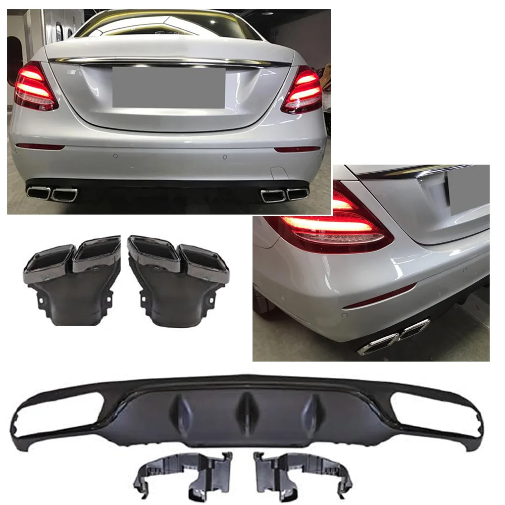 Diffuser + Exhaust Tips (Black) for Mercedes E-kl. W213 Pre-Facelift | 2017-2020