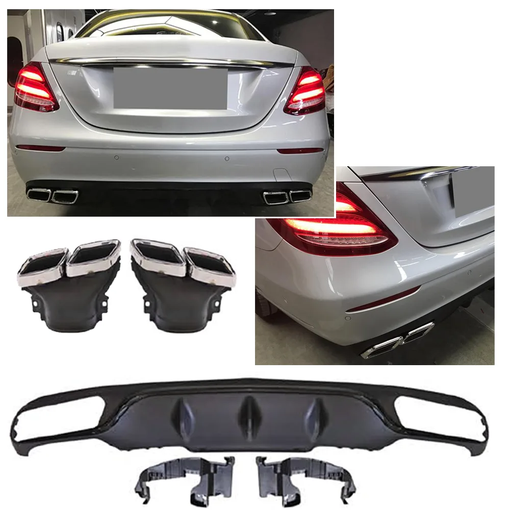 Diffuser + Exhaust Tips (chrome) for Mercedes E-kl. W213 Pre-Facelift | 2017-2020