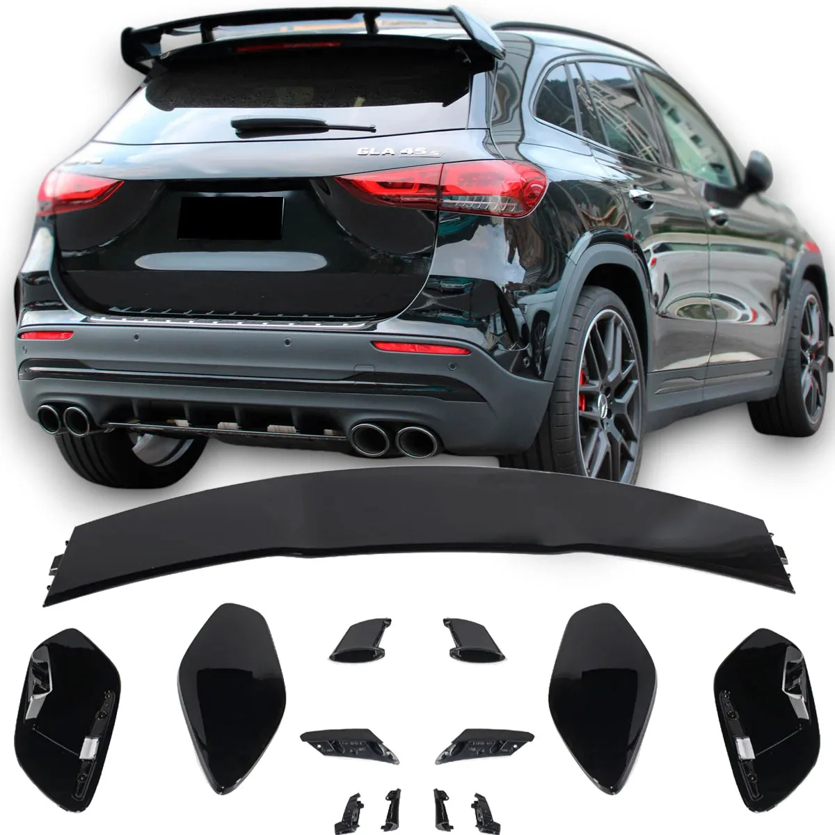 Roof Spoiler Rear Wing Black for Mercedes H247 Gla-class | 2020-2026