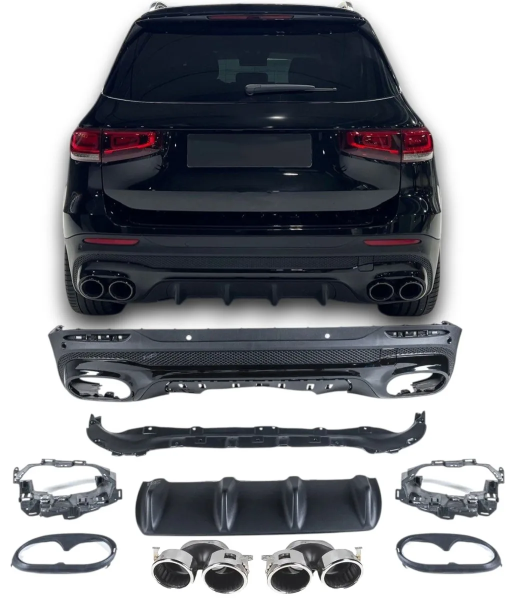 Diffuser + Exhaust Tips chrome for Mercedes X247 Glb-class | 2019-2026
