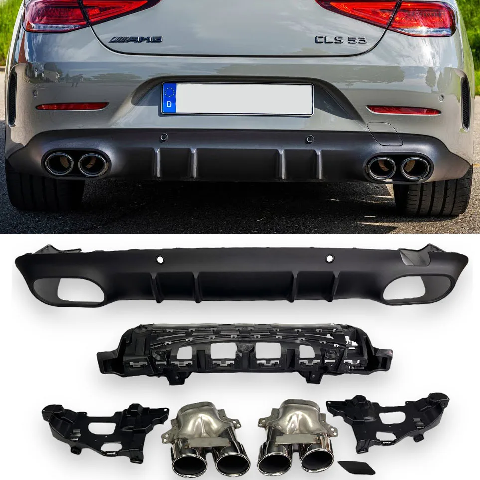 Diffuser + Exhaust Tips (chrome) for Mercedes C257 CLS | 2018-2023