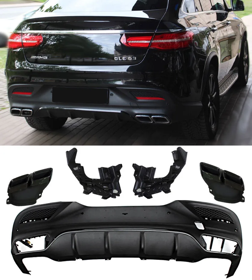 Difuusor + väljalaskeotsikud (must) Mercedes C292 GLE Coupe jaoks | 2015-2019