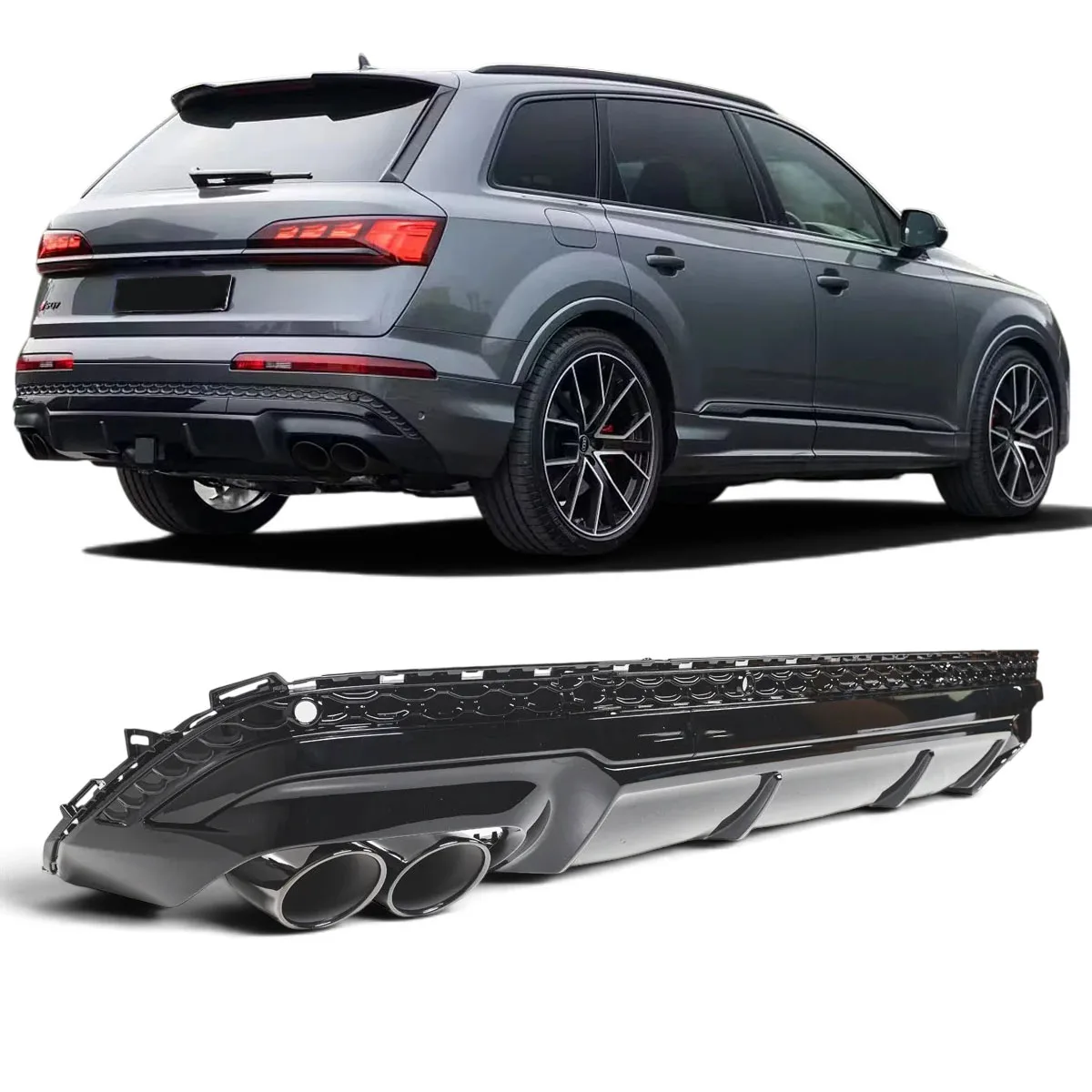 Difuusor + väljalasketorud 2x2 (MUST) sobib mudelile Audi Q7 4M | 2024-2026