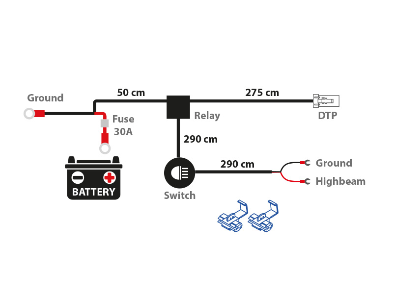 2-pin DTP wiring harness for one light