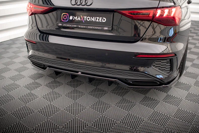 Rear splitter with vertical bars — Audi A3 S-Line Sedan 8Y (2020–)