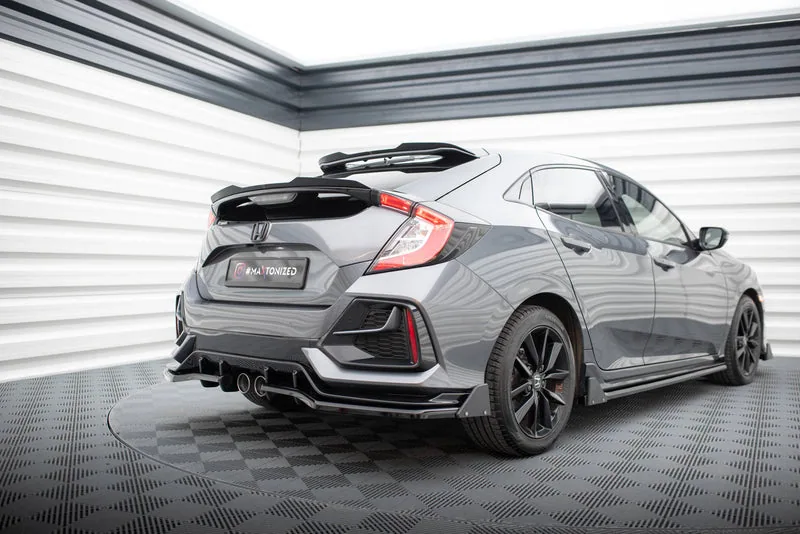 Rear splitter V.1 + flaps with vertical bars — Honda Civic Sport Mk 10 Facelift (2017–2023)