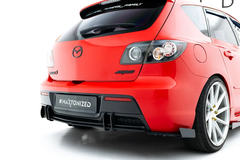 Rear side splitters Street Pro + flaps — Mazda 3 MPS Mk1 EU Version (2006–2008)
