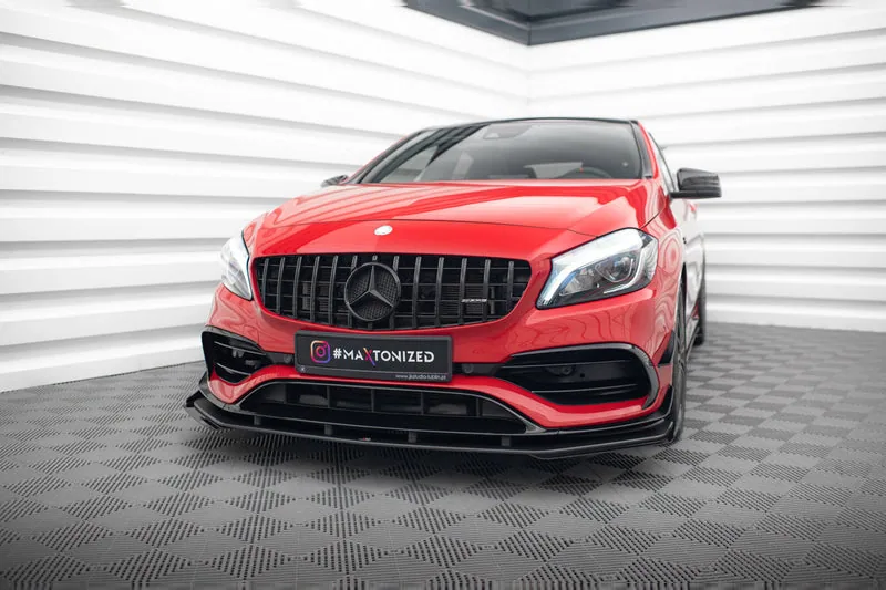 Передний сплиттер Street Pro + накладки — Mercedes-Benz A 45 AMG Aero W176 Facelift (2015–2018)