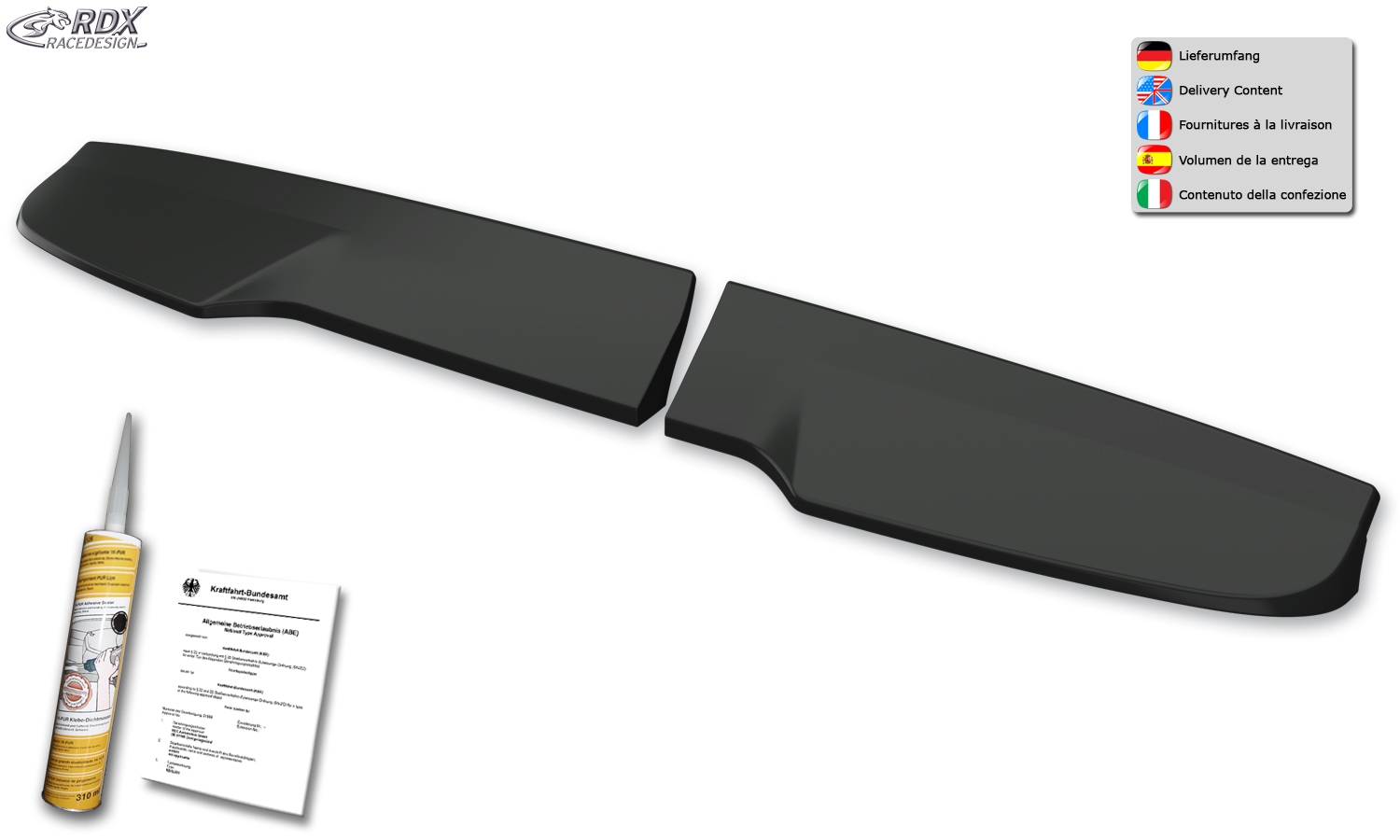 RDX katusespoiler – Mercedes-Benz Citan (W415/X/2012–) ja Nissan NV250 (W/2019–) ja Renault Kangoo (W/2013–) (tiibuksed)