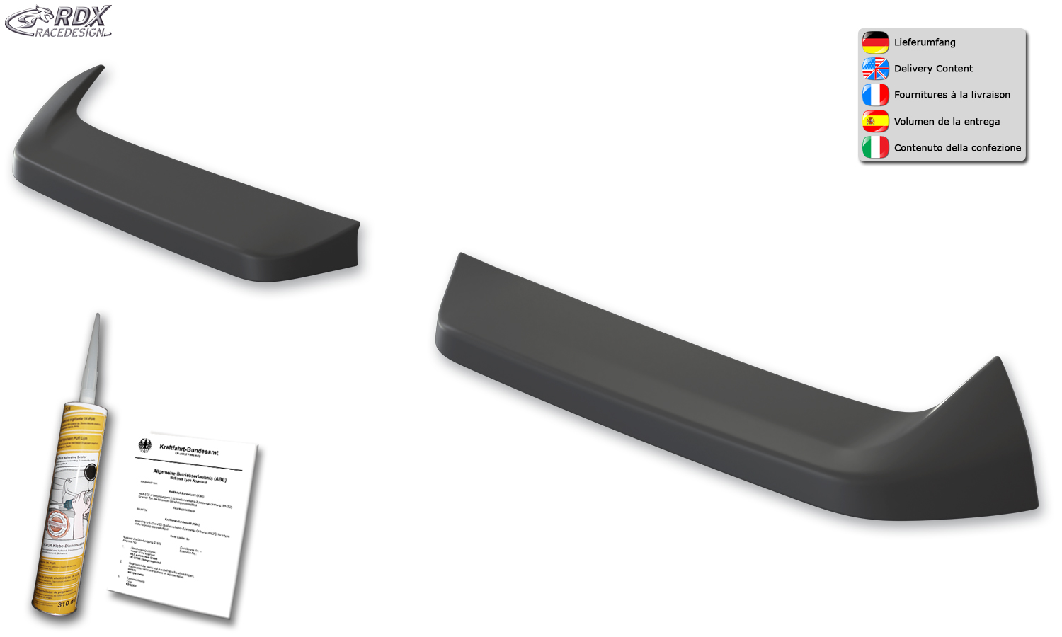 RDX roof spoiler – Ford Transit Custom/Tourneo Custom (2023–) & Volkswagen Transporter/Shuttle/Caravelle (2025–)