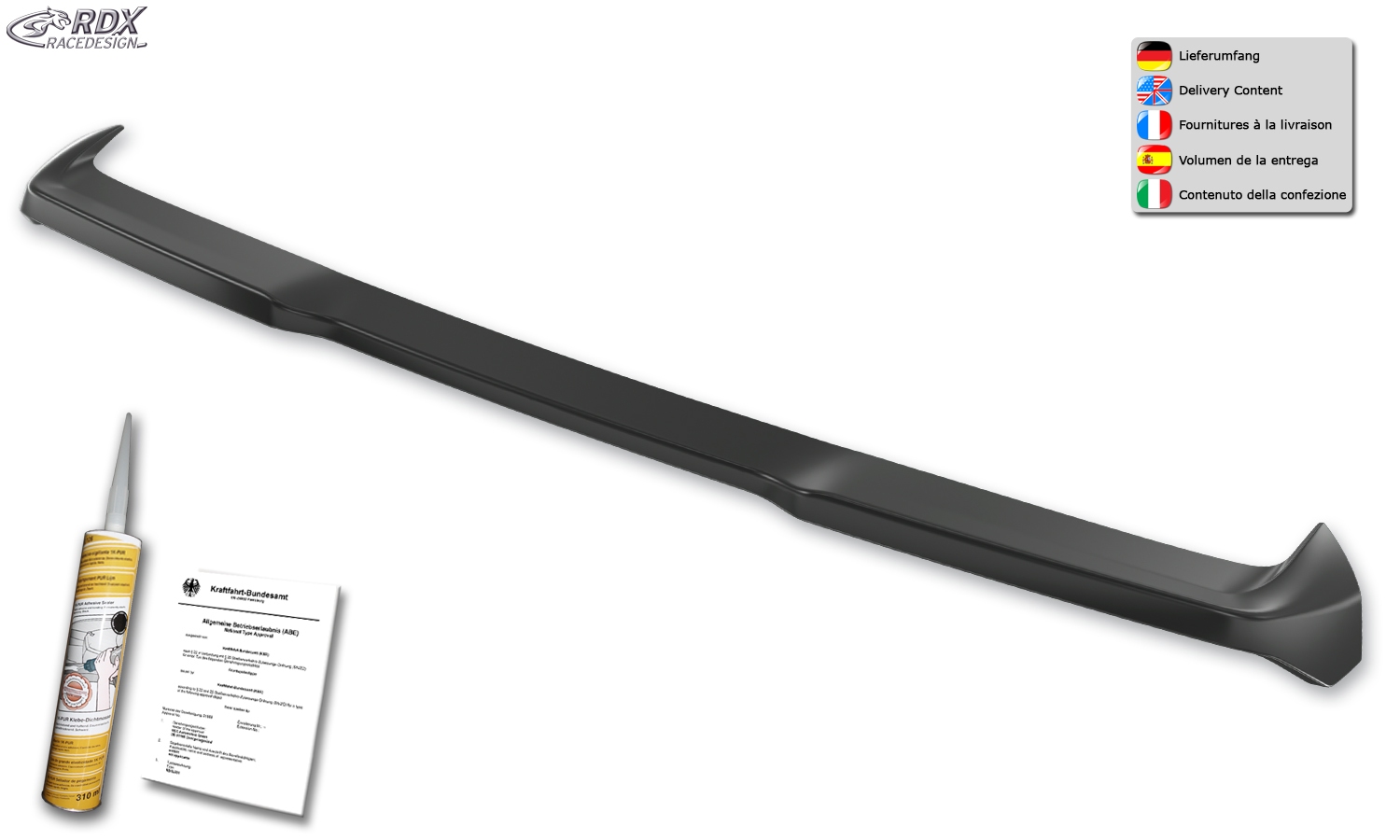 RDX katusespoiler – Ford Transit Custom/Tourneo Custom (2023–) ja Volkswagen Transporter/Shuttle/Caravelle (2025–)
