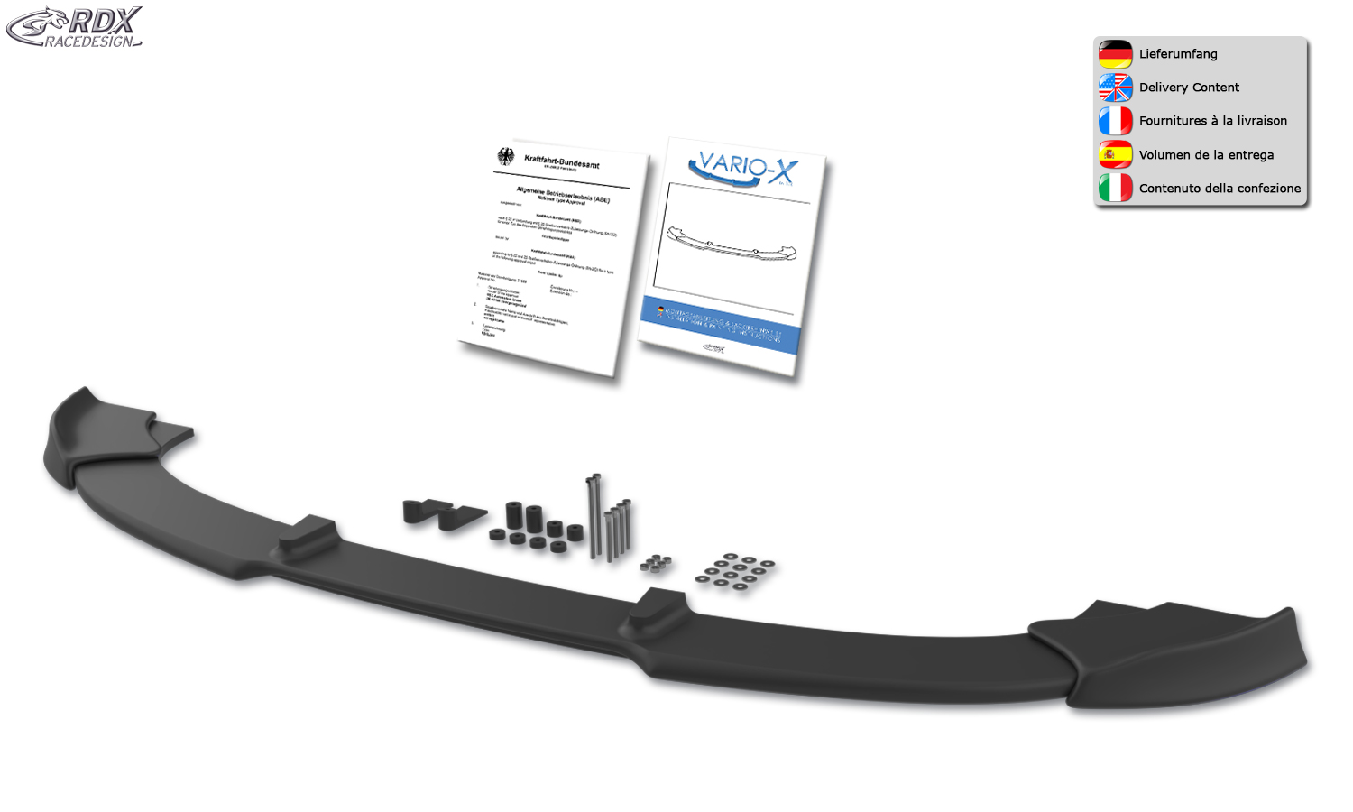 RDX VARIO-X front splitter – BMW 3 Series E90/E91 09/2008–