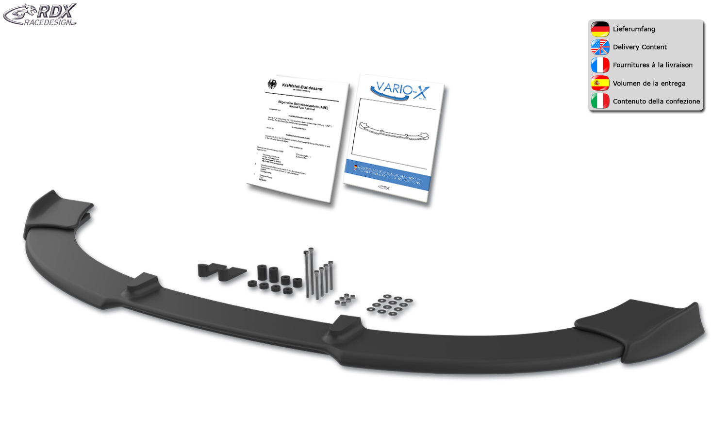 RDX VARIO-X esispoiler – Seat Ibiza 6J, 6J SC ja 6J ST –03/2012 (mitte FR, Cupra, Bocanegra)