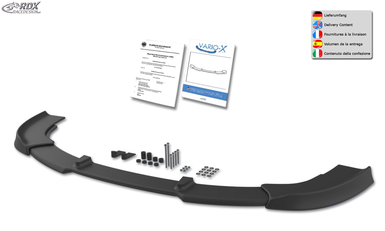 RDX VARIO-X front splitter – Škoda Octavia 2 RS type 1Z –2008