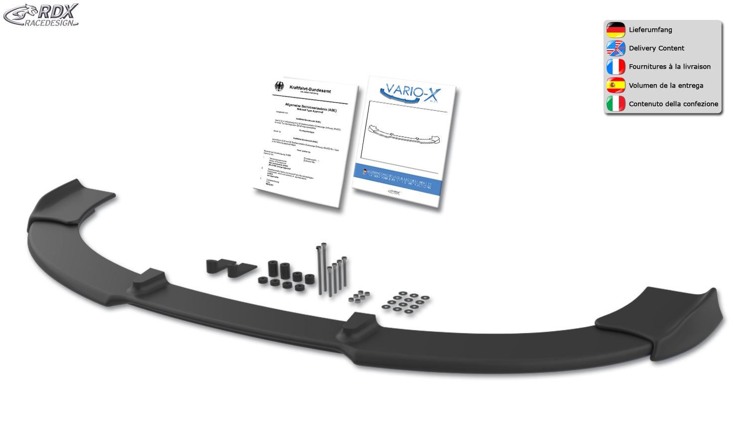 RDX VARIO-X front splitter – Seat Ibiza 6J, 6J SC & 6J ST facelift 04/2012– (not FR)