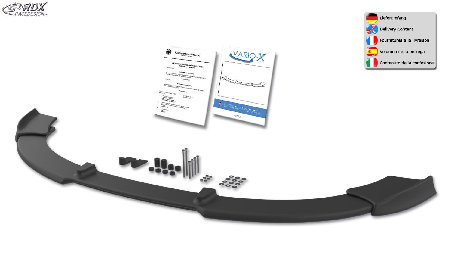 Передний сплиттер RDX VARIO-X – Audi A8 D3/4E –2005 (Alle, вкл. W12 и S8)