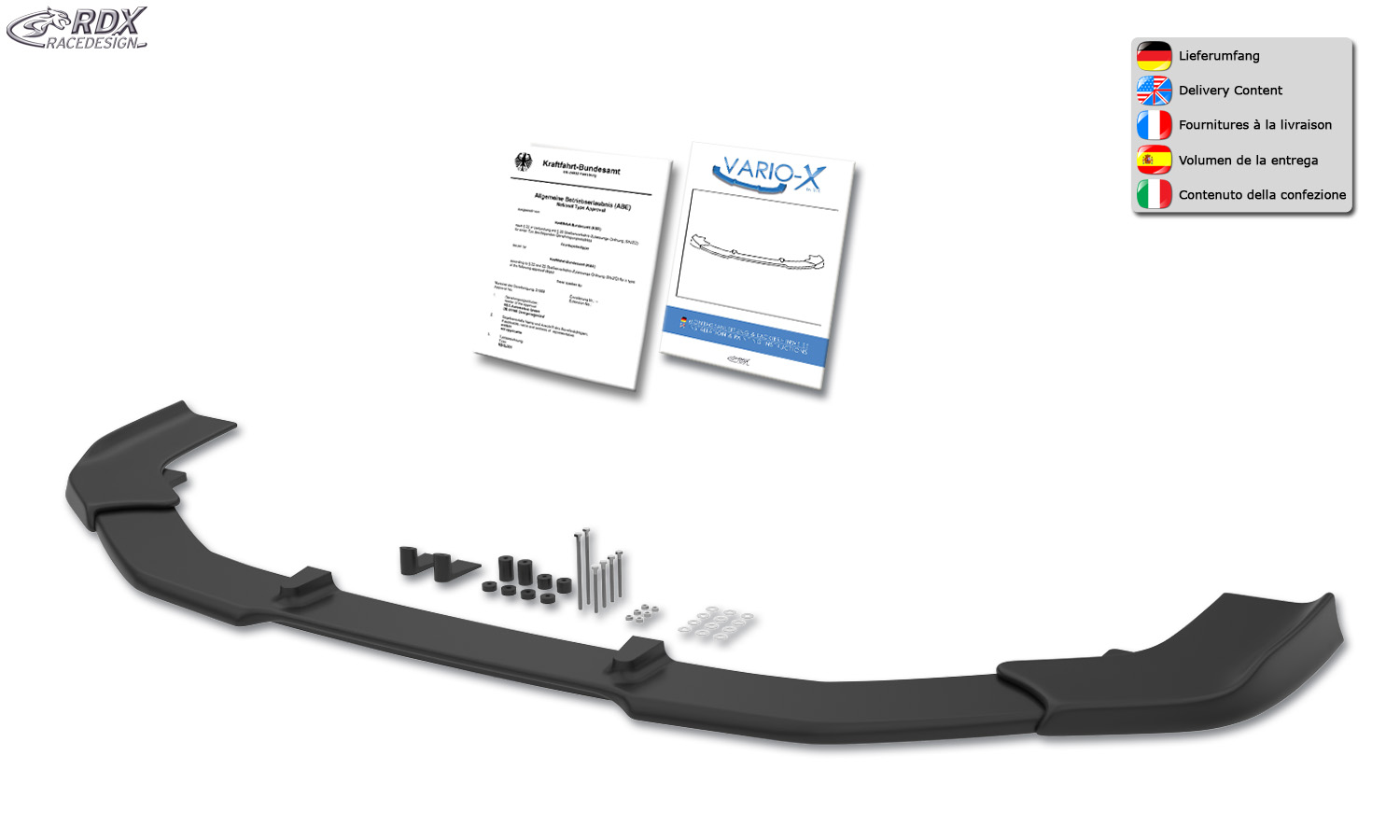 RDX VARIO-X front splitter – Audi A8 D4/4H S-Line, S8, Sport-Edition (2013–)