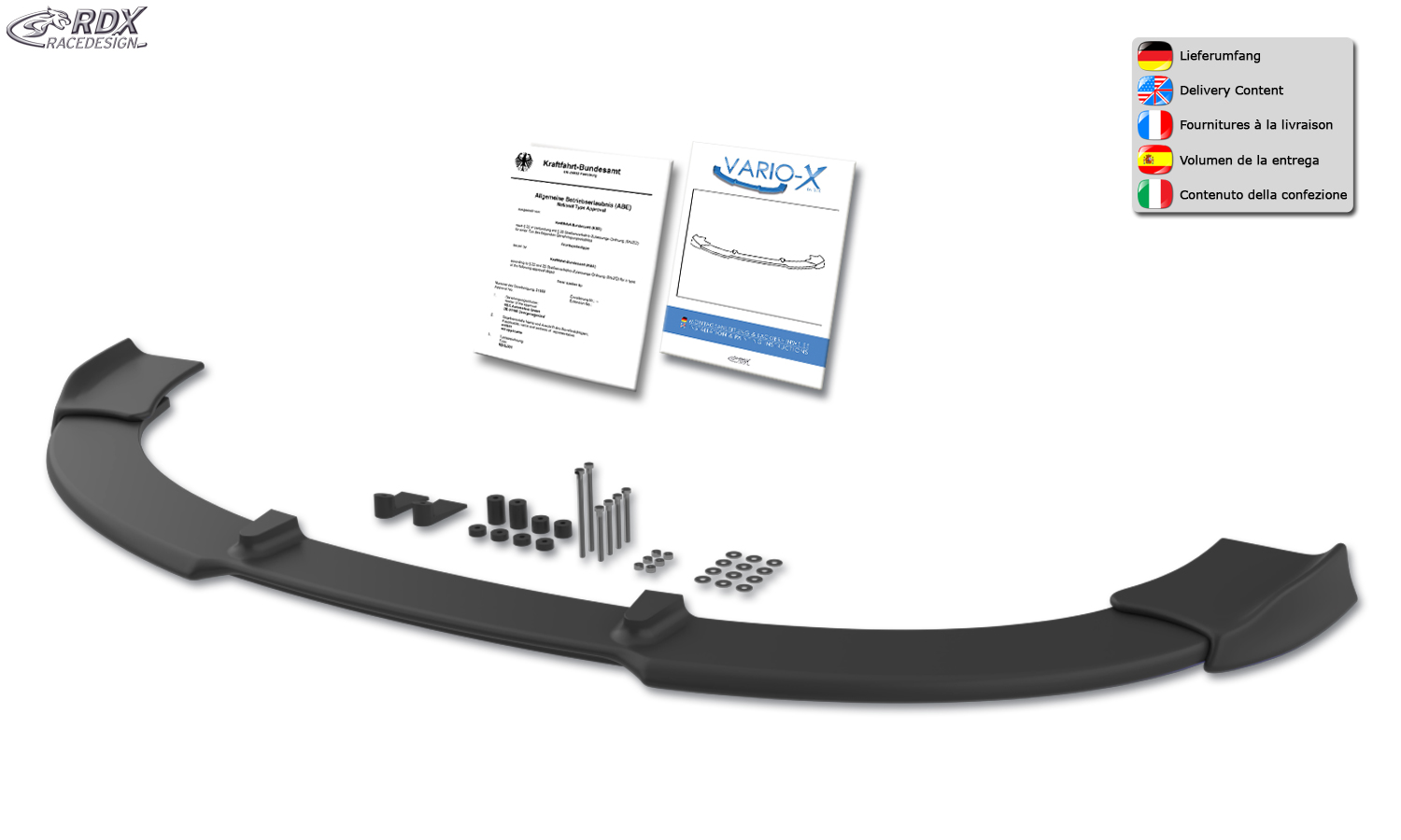 Передний сплиттер RDX VARIO-X – Audi A4 8E B6 (S-Line-/S4-Front)