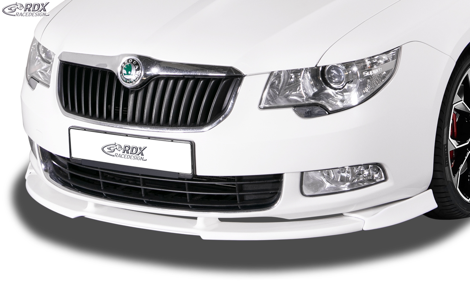 RDX VARIO-X front splitter – Škoda Superb 2 (3T) 2008–2013