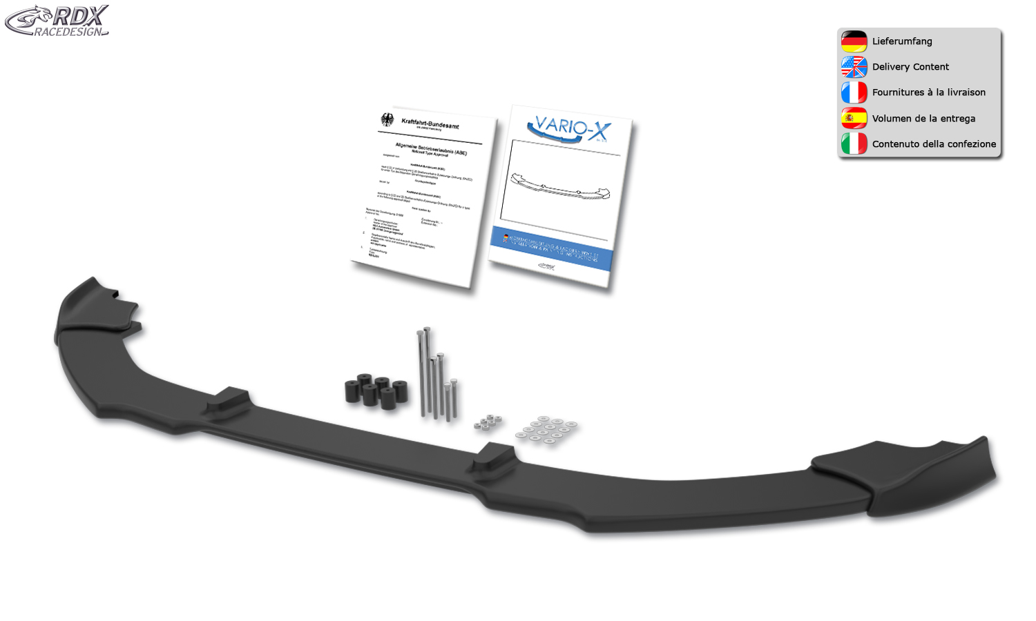 RDX VARIO-X front splitter – Audi Q5 –2012 & 2012– (S-Line front bumper)