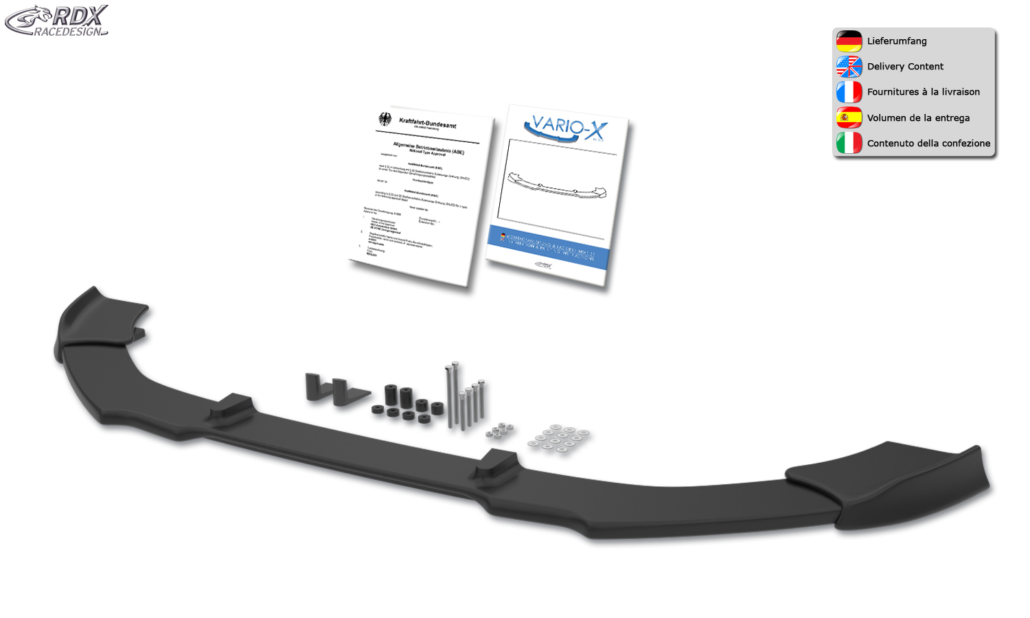 RDX VARIO-X front splitter – Ford EcoSport ST-Line 2017–
