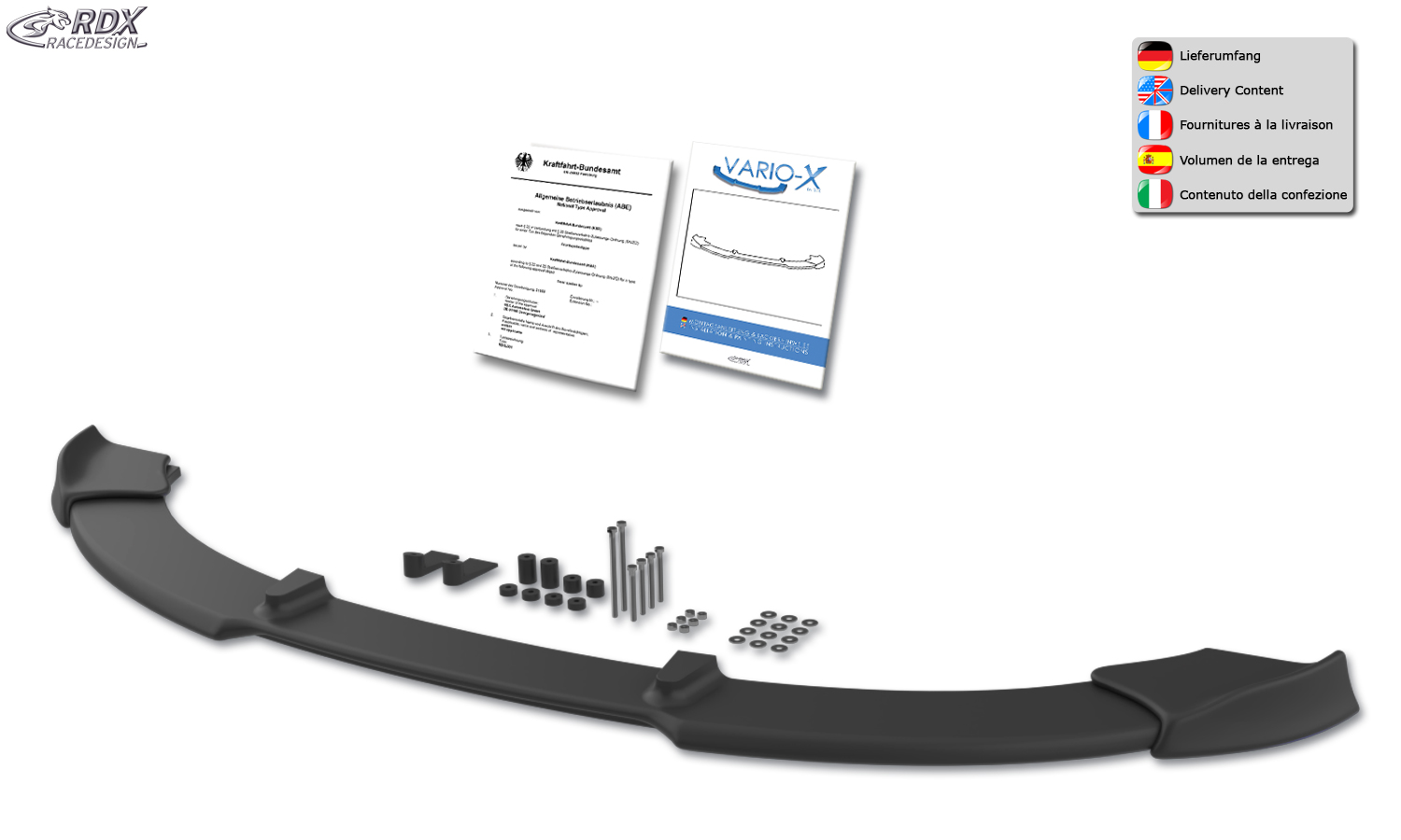 RDX VARIO-X front splitter – BMW 1 Series E81/E87 2007–